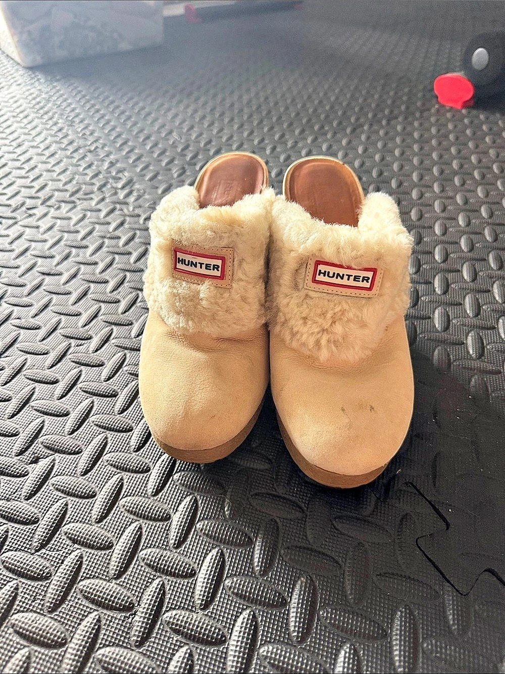 Hunter Bruson Shearling Lined Clog Faux Fur Lined Brown Mules